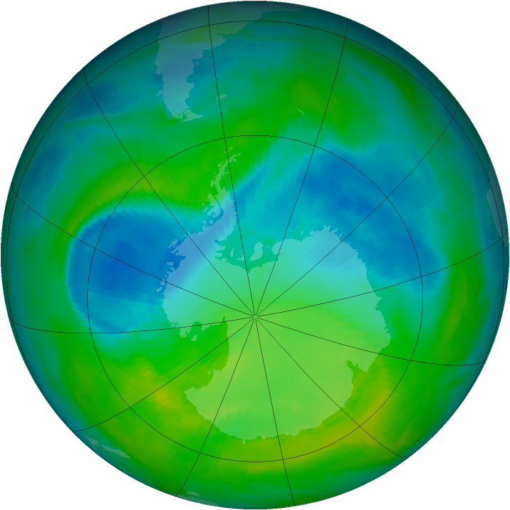 Antarctic ozone map for 12 December 1996